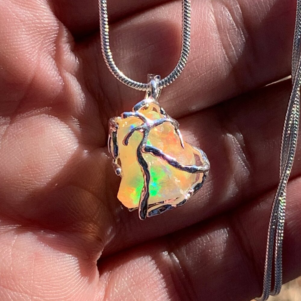 HUGE Fire Opal Nugget Necklace